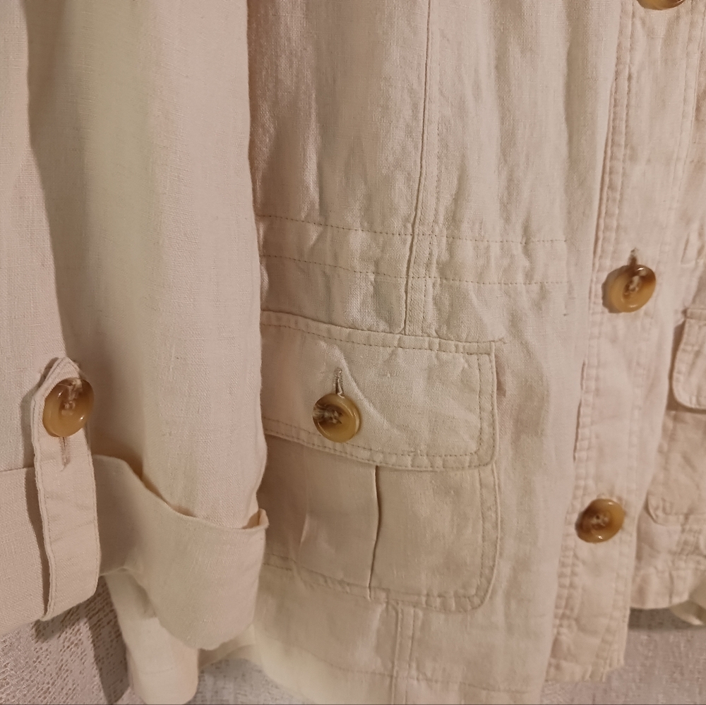JM Collection Cream Button-Front Teddy Jacket - Picture 3 of 11